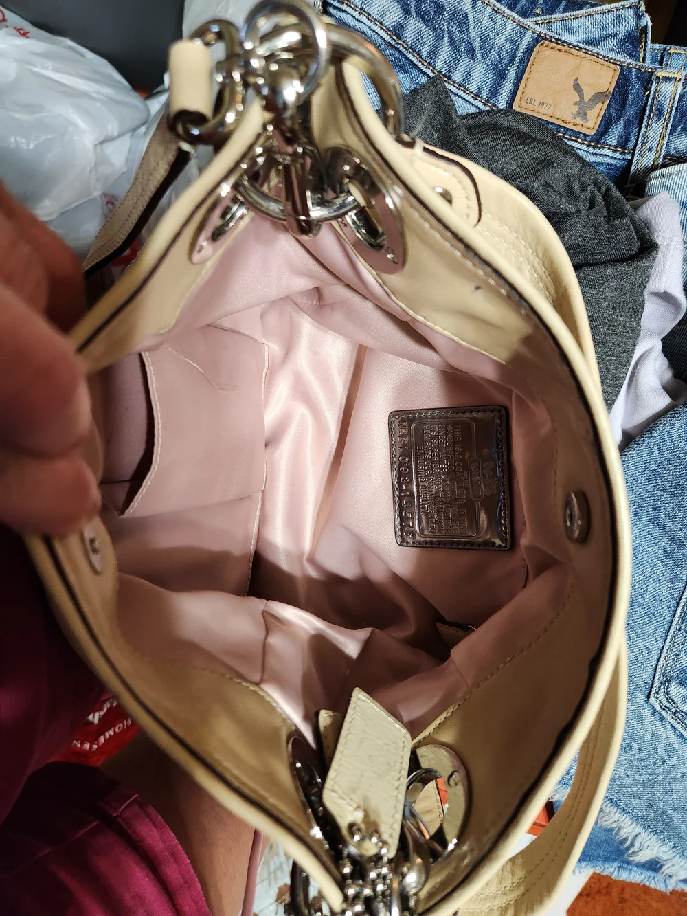 Coach Leather Shoulder Bag in Cream